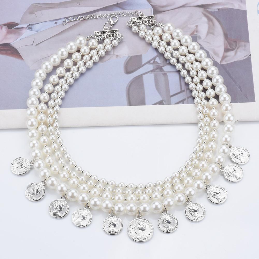 

Ожерелье многослойное искусственное жемчужное ожерелье модные и элегантные банкетные аксессуары