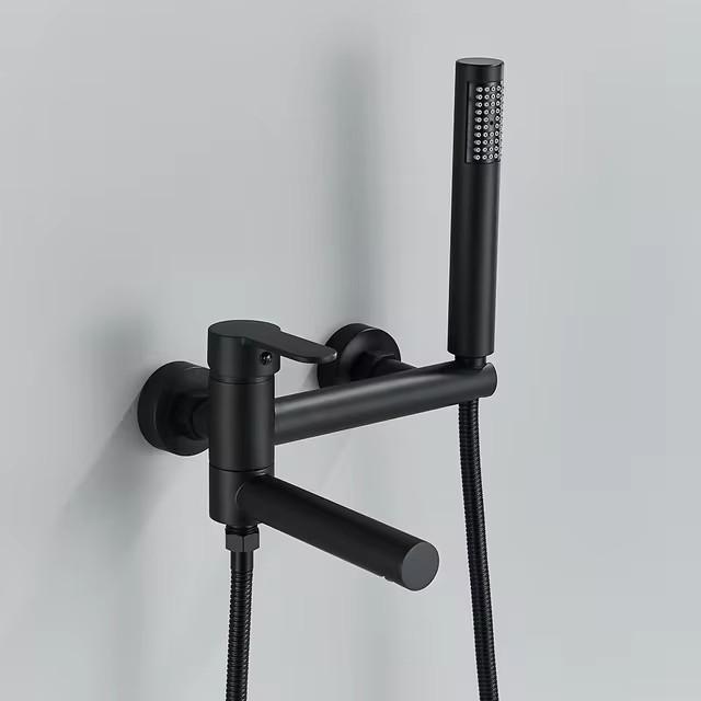 Bathtub Faucet Brass Wall Mounted Bathroom Shower Mixer Tap Single Handle Waterfall Mixing Spout Full Shower Set For Toilet