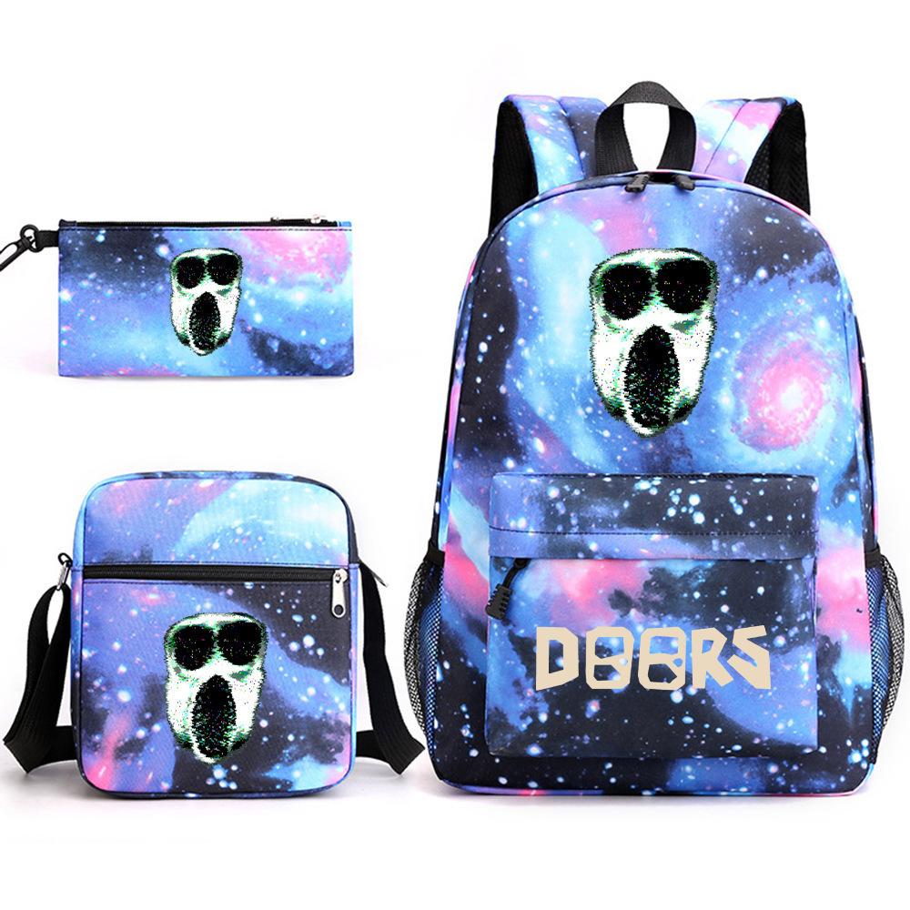 X Three-piece Schoolbag Printed Breathable Practical Backpack Large Capacity Oxford Bag