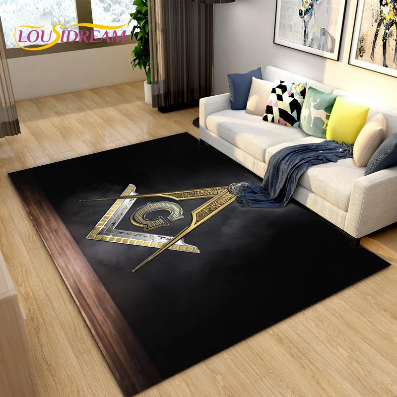 Masonic Carpet Freemason Illuminati Ring Area Rug Large,Carpet All Seeing Eye Rugs Carpets for Living Room,Fitness Pet Floor Mat