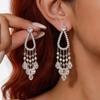 Silver Needle Luxury Zircon & Glass Pearl Water Drop Tassel Earrings for Women