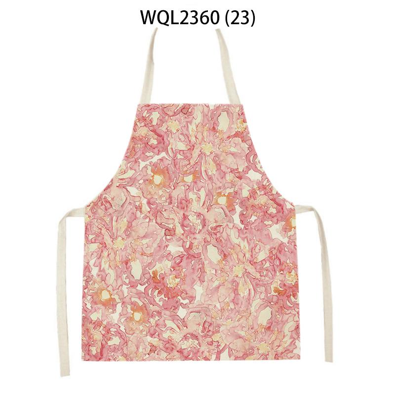 Flowers Pattern Kitchen Sleeveless Aprons Linen Bib Household Men Women Antifouling Clean Cooking Baking Waist Bib