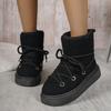 Fashion Fashion Lace Up Decoration Suede Snow Boots Soft Thick Bottom Medium Heel Cotton Boots Winter Warm Short Plush Shoes Plus Size