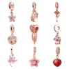 Charms Diy Women Jewelry Gift Sparkling Rose Gold Flowers & Hearts Family Tree Daisy Flower Beads Fit Original Bracelet