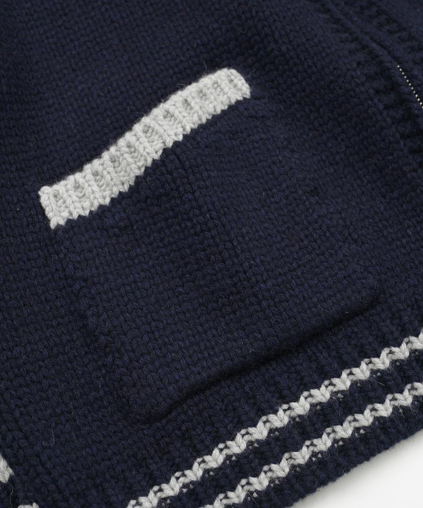 Frizmworks Wool Varsity Zip Up Cardigan _ Navy