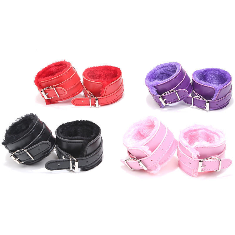 Handcuffs Sexy Metal Adjustable PU Leather Plush Restraints Slave Erotic Wives Cuff Sex Toys for Couples Adult Games