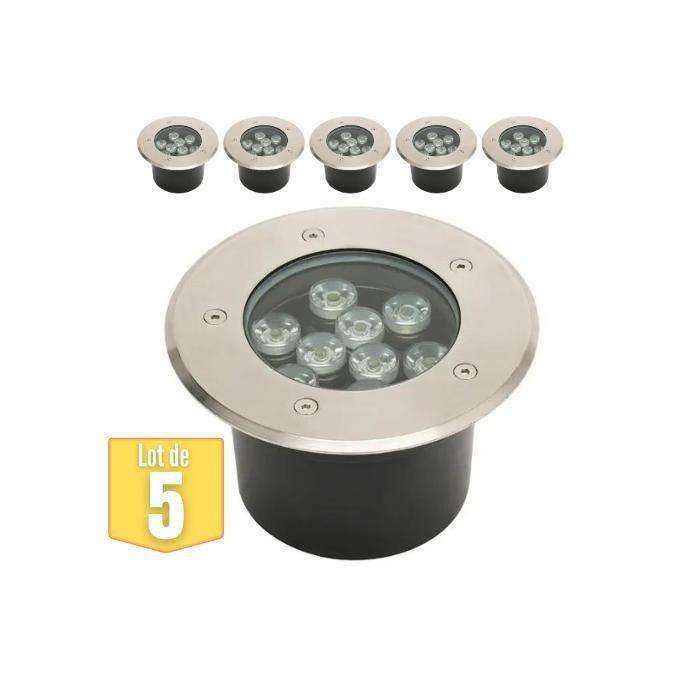Lot de 5 Spots LED encastrables étanches 9W 900lm 4000K IP67