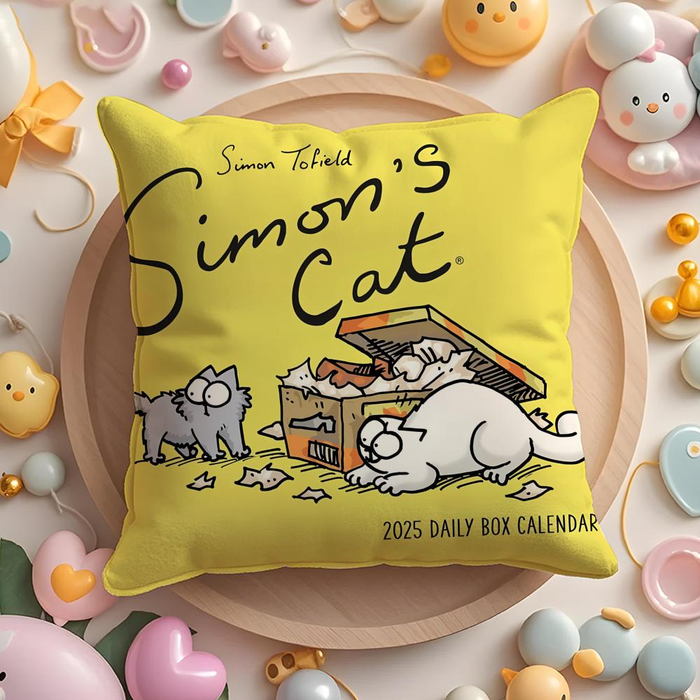 HOT-Cartoon S-Simons-Cat Pillow Case Soft Plush Fabric Double-Sided Printed Cushion Cover Warm Winter Sofa Pillow Case
