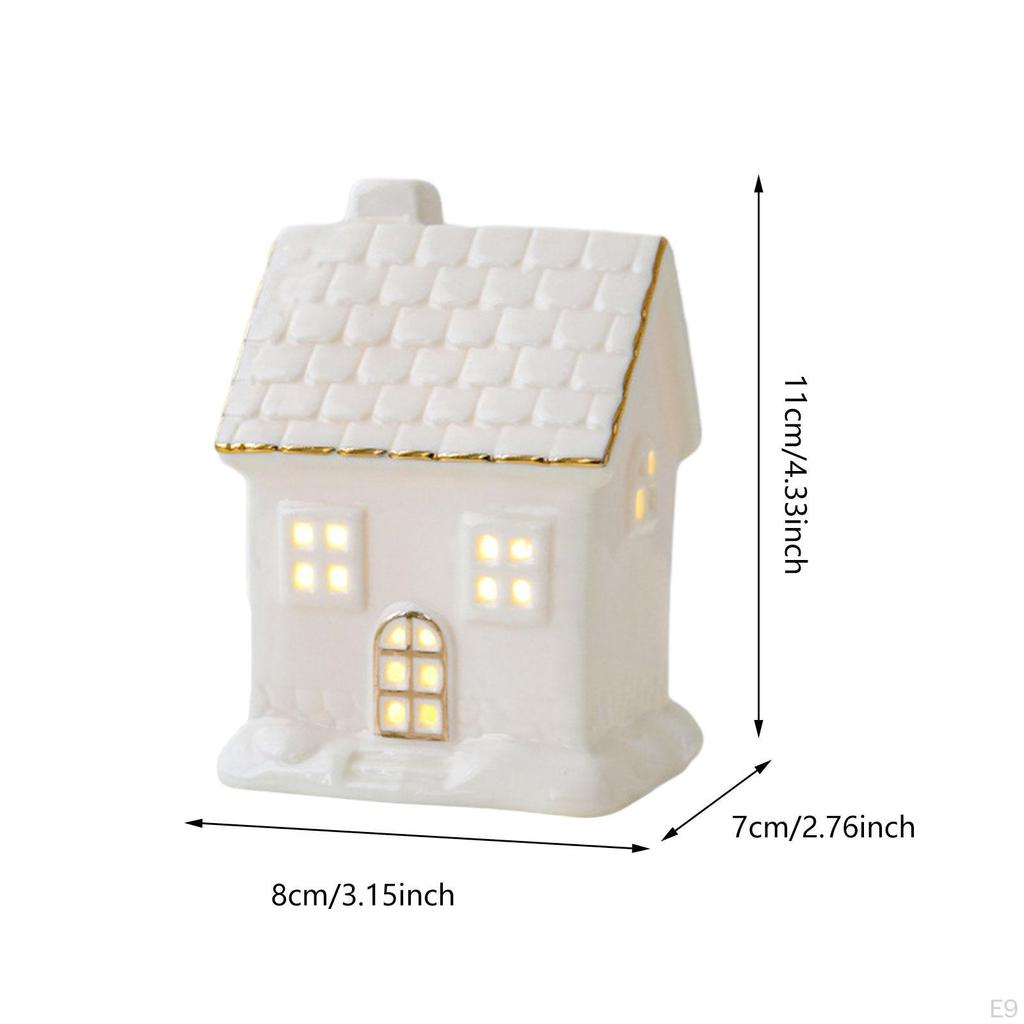 Weihnachtsdekoration Beleuchtete Statue Keramik Weihnachtsornament Tischfigur für Schaufenster Desktop