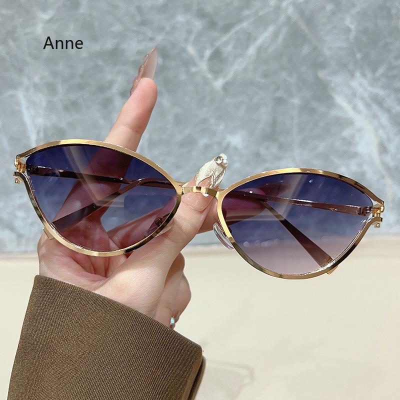 New Cat Eye Sunglasses Hip Hop Sun Glasses Women Men  Designer Metal Frame Ins Eyewear Shades Oculos De Sol UV400