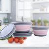 3 Stück/Set Silikon Faltbare Bento Box für Kinder Faltbare Tragbare Box für Erwachsene Tischdecke Behälter Schüssel | Frühstücksboxen (Rosa)