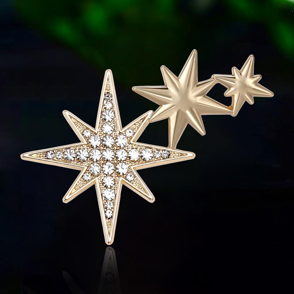 Ramadan Rhinestone Star Brooches for Women Unisex Glossy Moon Pins Event Party New Gifts Backpack Decoration Clothes Accessories