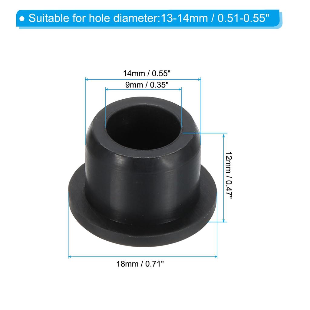 PATIKIL 16pcs 14mm Diameter Rubber Hole Plug 13-14mm Silicone Rubber Round Hole Stopper for Hole Black
