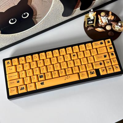 Little Black Cat Cherry Keycap PBT Personalized 126 Keys for 60/64/84/98/108 Gaming Mechanical Keyboard MX Switch