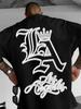 Oversized Streetwear T Shirt Unisex LA Letter Print Crown Graphic Hip Hop Urban Style Loose Fit Tee Black Cotton Casual Fashion Top
