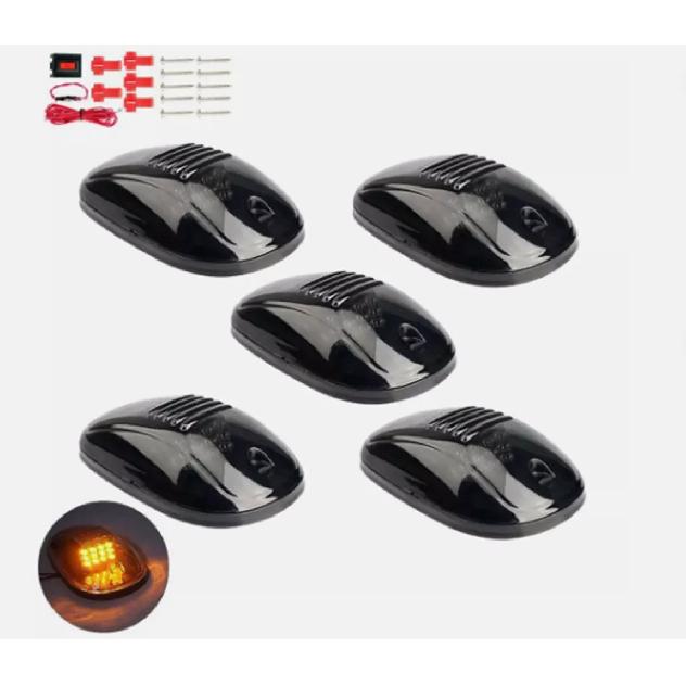5PCS Smoked Car Cab Marker Roof 12LED Light for Truck SUV Off Road Cab Roof Running Marker Lights 12V Universal White Yellow Smoke Shell Amber