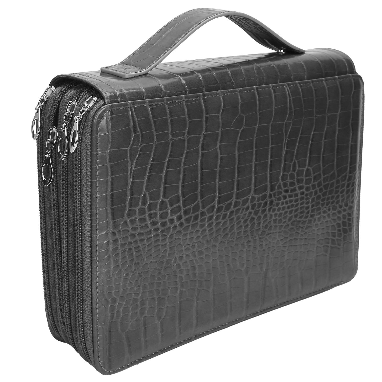 

Pen Case Large Capacity 200 Slots Pencil Holder 4‑Layer Zipper Classified Storage PocketGray серый