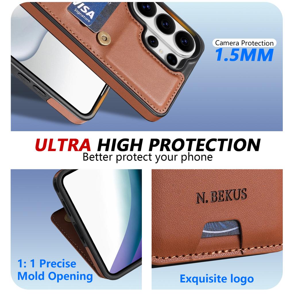 Business Cards Solt Wallet Leather Case for Samsung GAlaxy S26 S25 Ultra S24 S23 S22 Plus S21 FE A17 A37 A16 A36 A56 Flip Cover