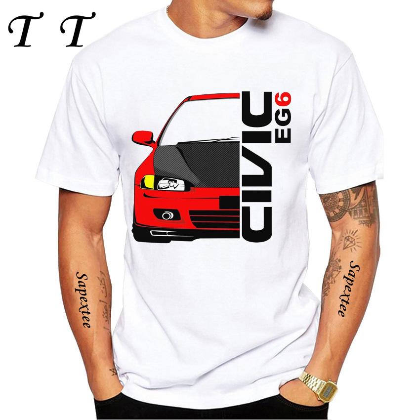 Kanjo Racer Civic Klasyczny T-Shirt Nowy Lato Męski Krótki Rękaw Retro Drift King Samochód T-Shirty Chłopięce Casualowe Białe Koszulki
