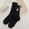 Women's Winter Warm Socks Kawaii Plush Letter A Ladies Sleep Socks Korean Style Fashion Solid Color Harajuku Unisex Socks