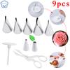 9pcs/set Flower Scissor+cake Tray +7pcs Tulips Rose Nozzle Nail Decor Lifter Fondant Cream Transfer Baking Pastry Kitchen