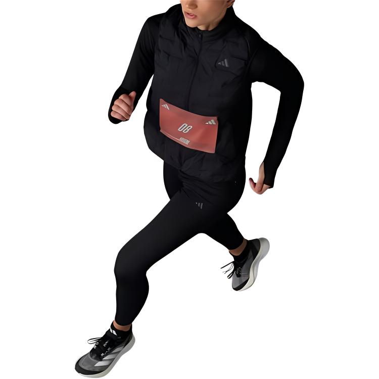 adidas Adizero Laufweste mit Polsterung Slim Fit Reißverschlusskragen Ärmellose Weste Damenwesten Schwarz IX2823