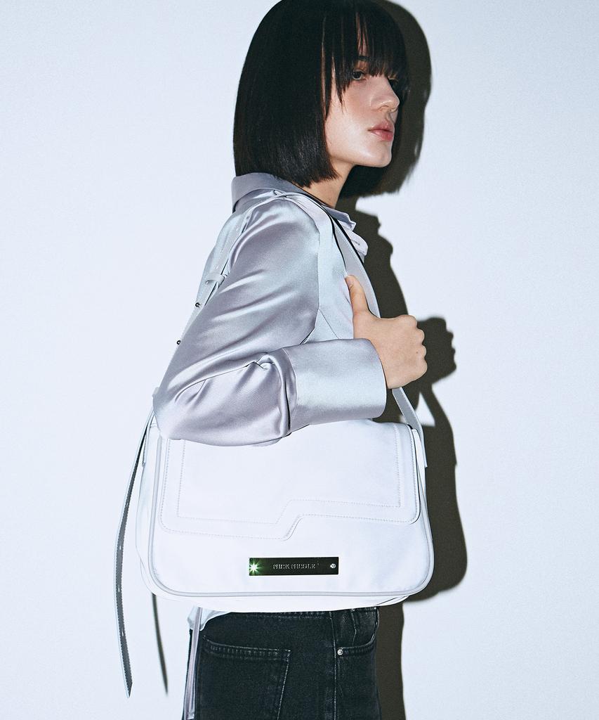 Nick&Nicole Crystal Wave Point Messenger Bag_Silver