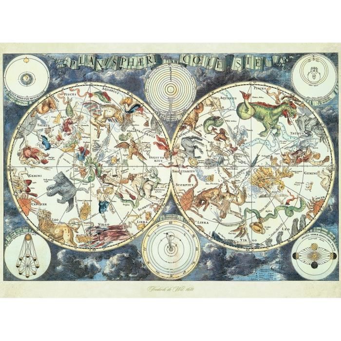 Puzzle 1500 pièces - Mappemonde des animaux fantastiques - Ravensburger - Paysage et nature - Intérieur