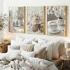 Easter Themed Wall Art, Bunny And Easter Eggs And Coffee Canvas Prints, Soft Neutral Aesthetic Room Decor, Wall Decor, Canvas Art for Living Room