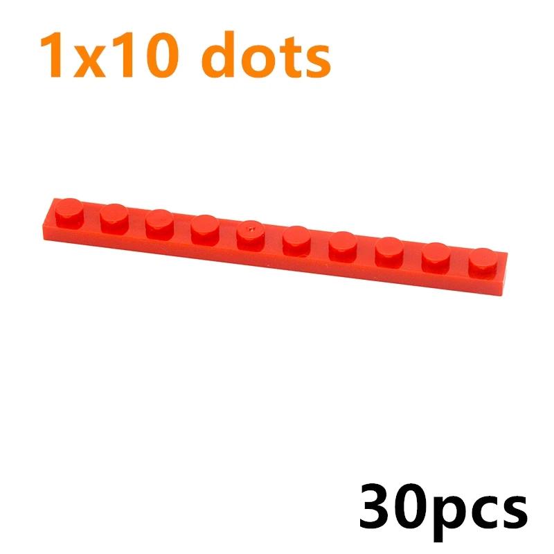 MOC Bricks Toys Educational Creative Compatible Brand Plate Thin Long Dots 30Pcs 4477 Building Blocks 1x10 1*10 for Kid