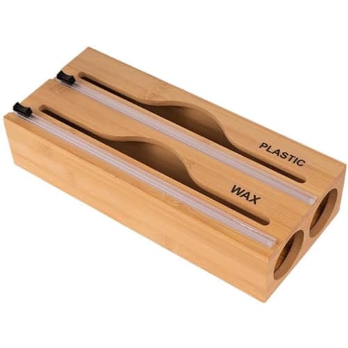 Reusable Wrap Cutter, Slide-in Wrap Case, Food Wrap Dispenser, Aluminum Foil Cutter with Kitchen Cutter and Label, Wrap Organizer, Plastic Wrap, Kitch