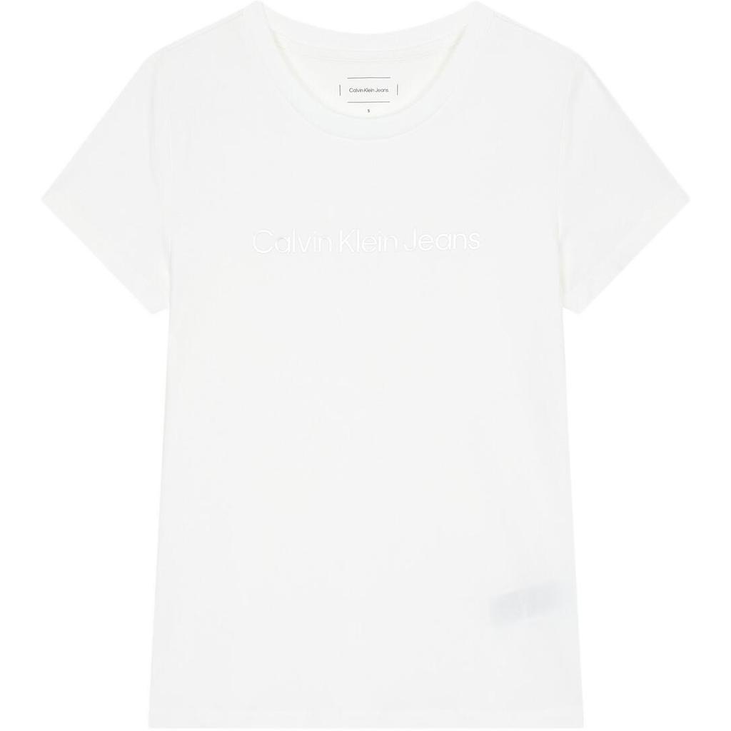 Calvin Klein Slim Fit Letter Print Round Neck Short Sleeve T-Shirt Women Tops White J224949-YAF