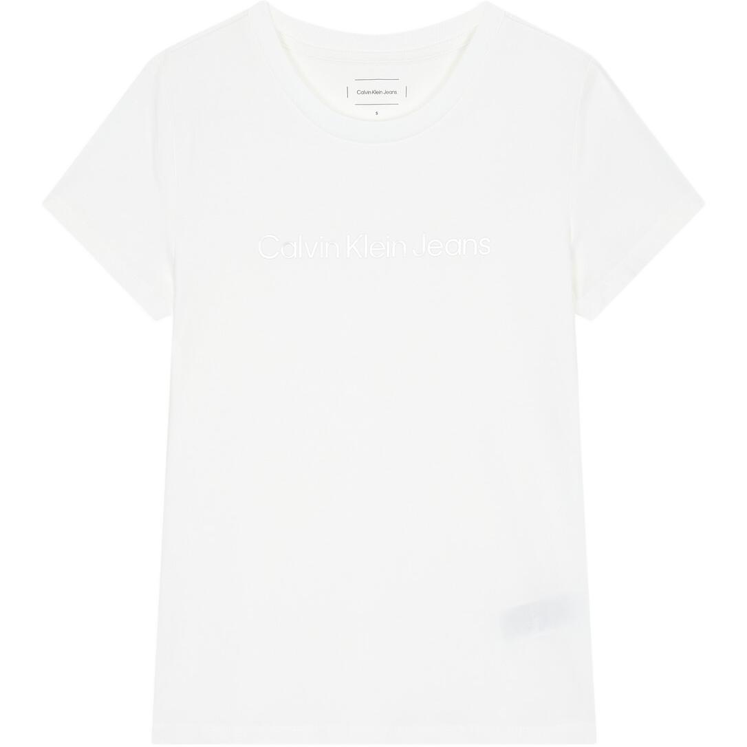 

Calvin Klein Slim Fit Letter Print Round Neck Short Sleeve T-Shirt Women Tops White J224949-YAF S