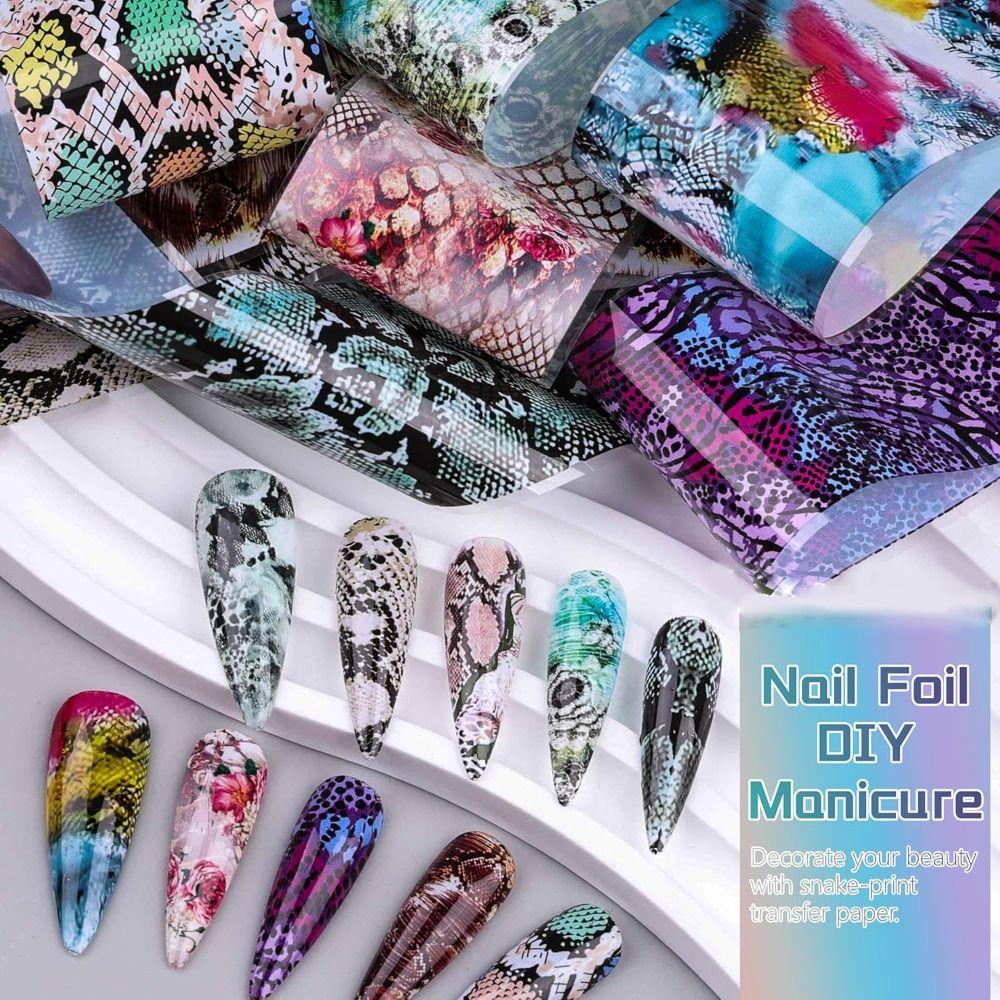 Marble Print Transfer Stickers Aurora Snake Nail Art Stickers Hot Nail Decals Nail Decorations