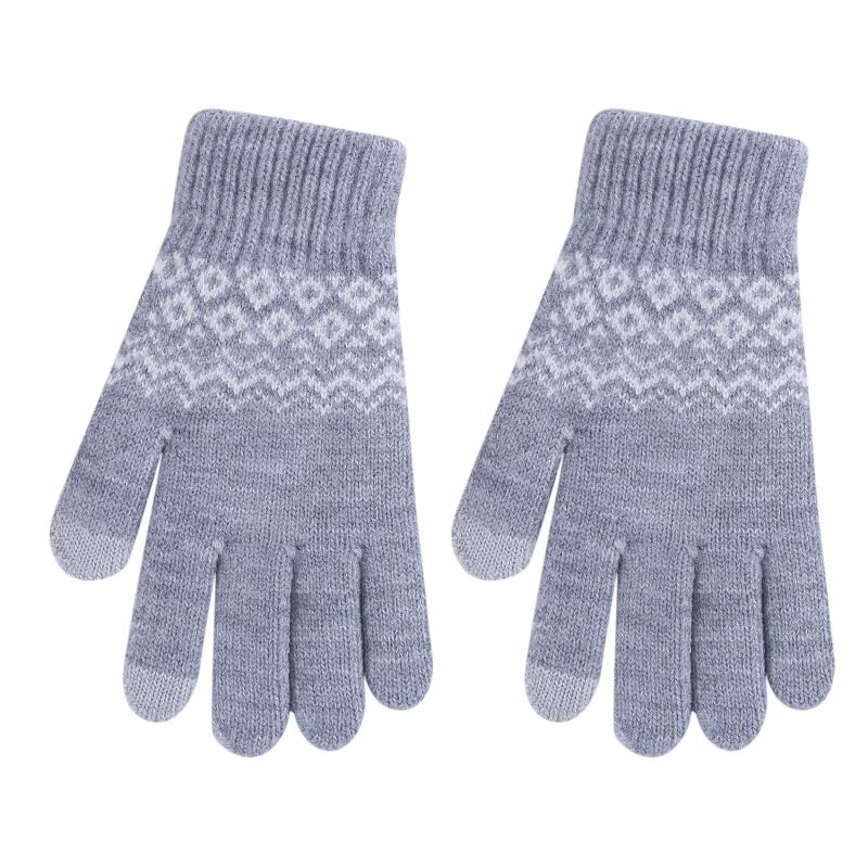 Women Men Fashion Winter Knitted Warm Driving Cycling Gloves Outdoor Thickened Touch Screen Gloves Jacquard Gloves for Cold Weather