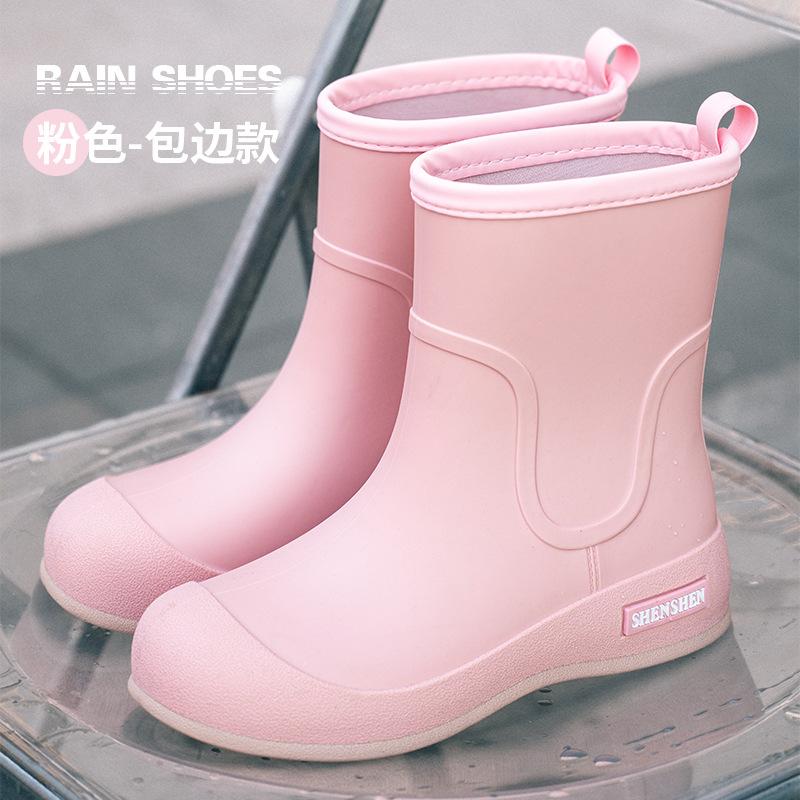 New dopamine women's short tube fashion rain shoes non-slip and wear-resistant waterproof rain boots camping water shoes glue shoe cover shoes