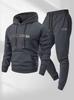 2025 Men's Pullover Hoodie and Jogger Set with Printed Logo