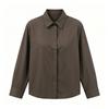 TIFICY Women's Fashion Casual Spring Autumn Solid Color Print Long Sleeve POLO Neck Blouses & Shirts