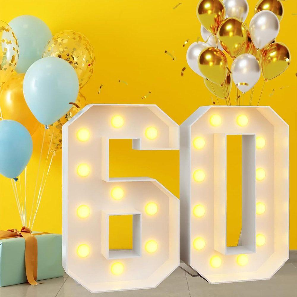 0-9 Numbers Giant Birthday Figure Light Up Balloons Balloon Filling Box  Anniversary Decor