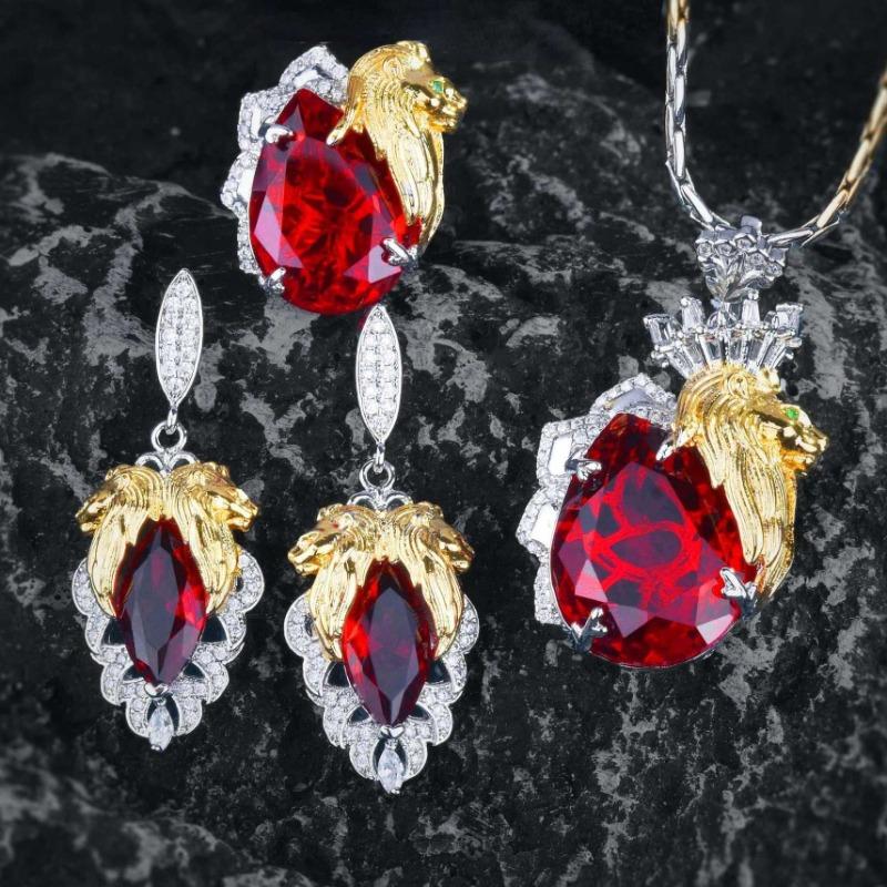 

SACE GEMS классический медный сплав циркон кольцо серьги кулон ожерелье ювелирные наборы подарки для свадебной вечеринки Open красный