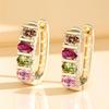 Cute Small Rainbow Oval Zircon Stone Hoop Earrings For Women Vintage Female Fashion Gold Color Wedding