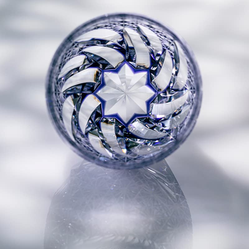 Kagami Crystal Fuga Rocks Wooden Made by Traditional Craftsman Hideaki Shinozaki Glass, T775-3008-CMP, 250ml, Box,