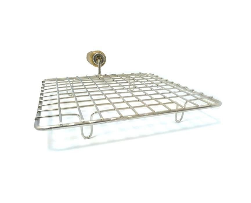 TreegoArt Stainless Steel Wooden Handle Square Roasting Net Roaster Wire with Papad Jali, Roti Jali and Barbecue Grill For Kitchen Use - Pack Of 1