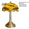 Goth Chic Office Desk Decor Stained Glass Black Bat Table Lamp Vintage Resin Retro Small Decorative Light for Mantel Halloween Gothic Bedside