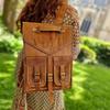 Goat Leather Bag Backpack Laptop Rucksack Vintage Travel Brown Genuine Men's New
