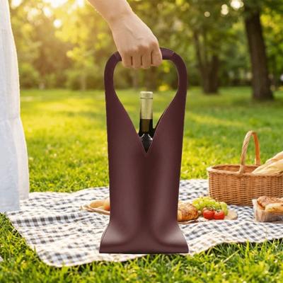 Reusable Waterproof Leather Wine Carrier Single Bottle Holder Sturdy Handle Beer Gift Bag Portable Wine Tote Bridal Shower
