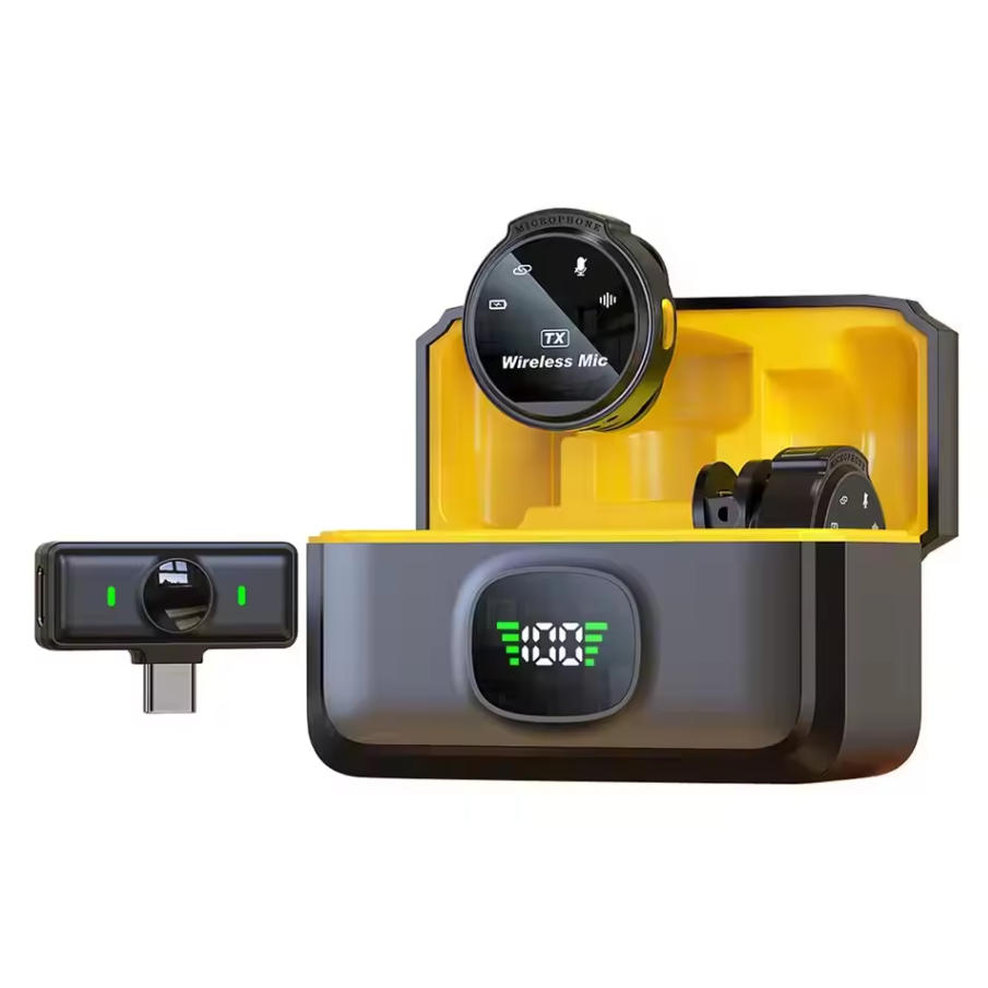 Wireless Lavalier Lapel Microphone for iPhone Type-C Vlog Mic Live Streaming Voice Recording Interview with Magnetic Clip