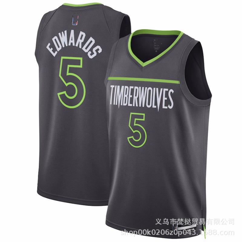 Męska Koszulka do Koszykówki Minnesota Timberwolves Edwards 5 Towns 32 Wiggins 1 Dekolt V Bez Rękawów Bawełniana Koszulka Sportowa