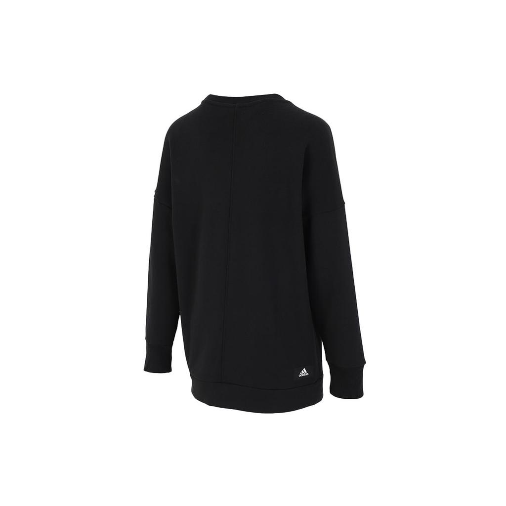 adidas Large Logo Print Mid-Length Sports Crewneck Sweatshirt Women Sweatshirt Black H57330