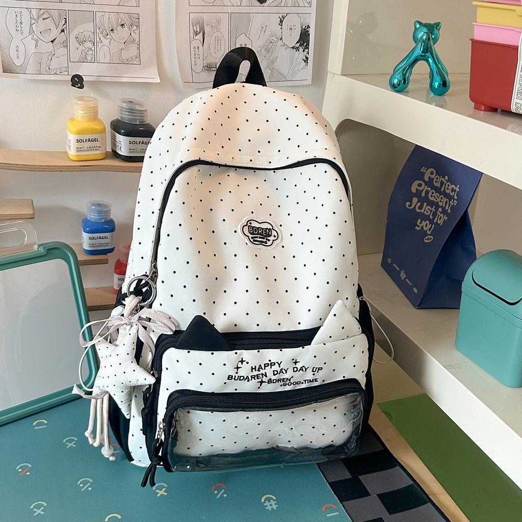 Schoolbag1011 popular fashionable and cute polka dot student schoolbag female large capacity junior high school backpack campus wind backpack